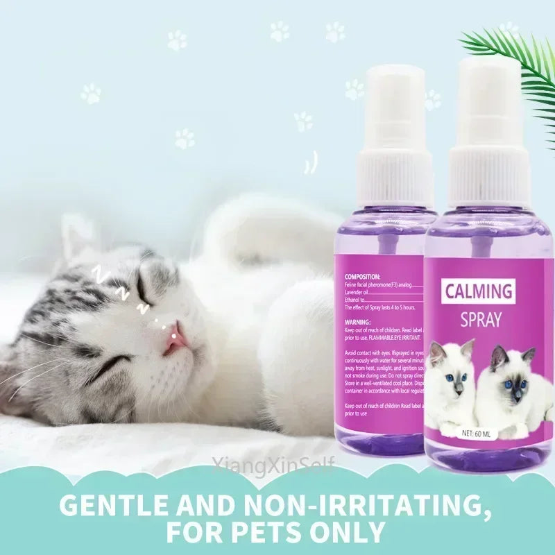 Calming Spray for Cats – 60ml Feline Anti-Stress Pheromone Emotional Soothing Spray