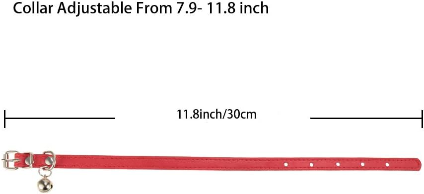 Maparah 6-Units Adjustable Leather Cat Collars with Removable Bell Polished Durable Metal Buckle