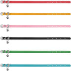 Maparah 6-Units Adjustable Leather Cat Collars with Removable Bell Polished Durable Metal Buckle