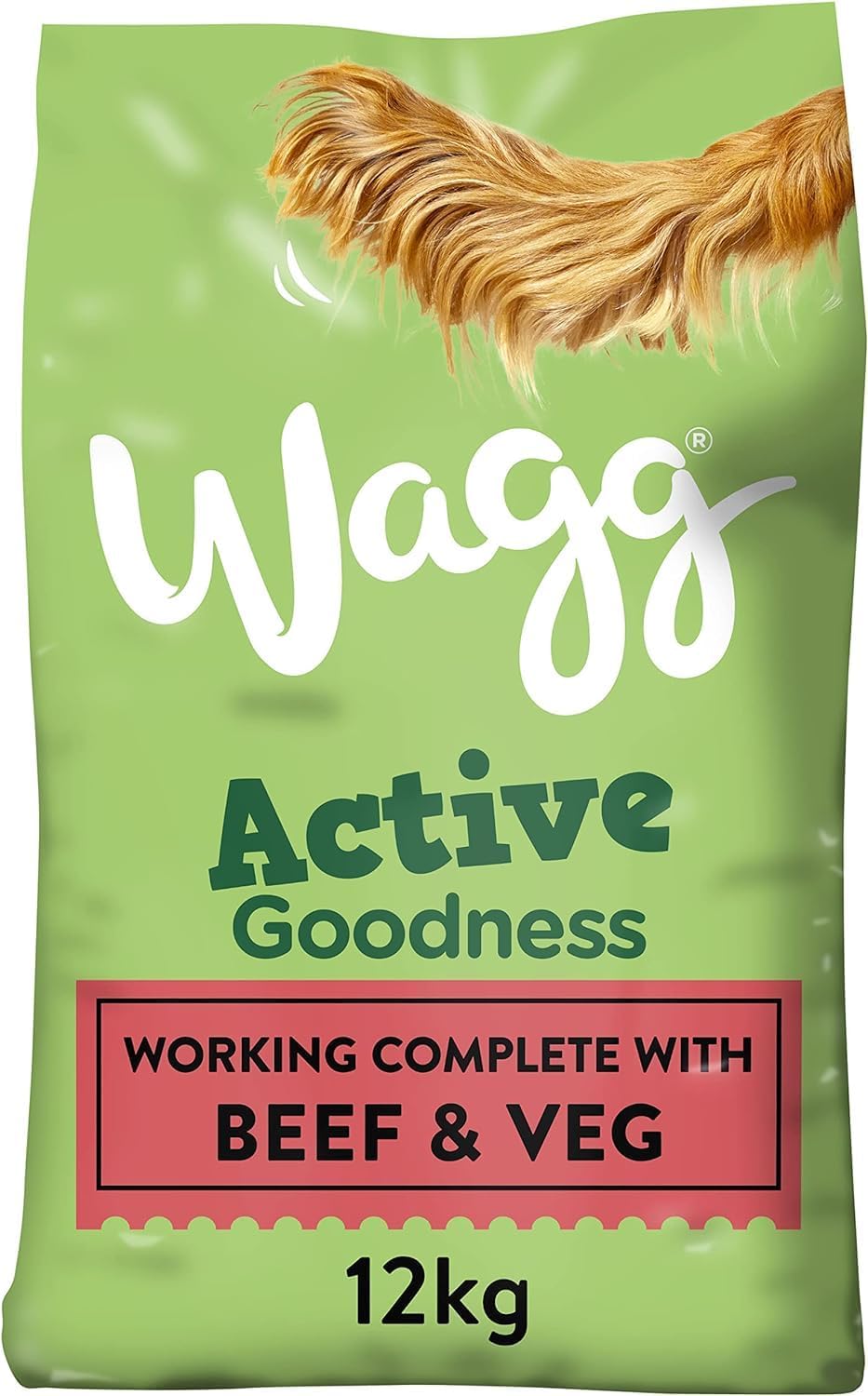 Wagg Active Goodness Complete Dry Adult Dog Food with Beef & Vegetables – 12kg Bag