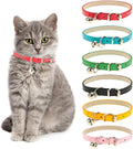 Maparah 6-Units Adjustable Leather Cat Collars with Removable Bell Polished Durable Metal Buckle