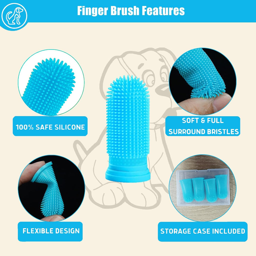 Maparah Dog & Cat Finger Toothbrush Set (6 Pack) – 360° Silicone Puppy Toothbrush for Gentle Pet Dental Care
