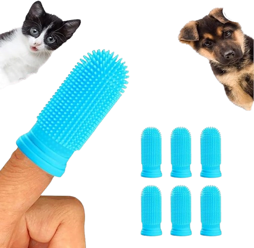 Maparah Dog & Cat Finger Toothbrush Set (6 Pack) – 360° Silicone Puppy Toothbrush for Gentle Pet Dental Care