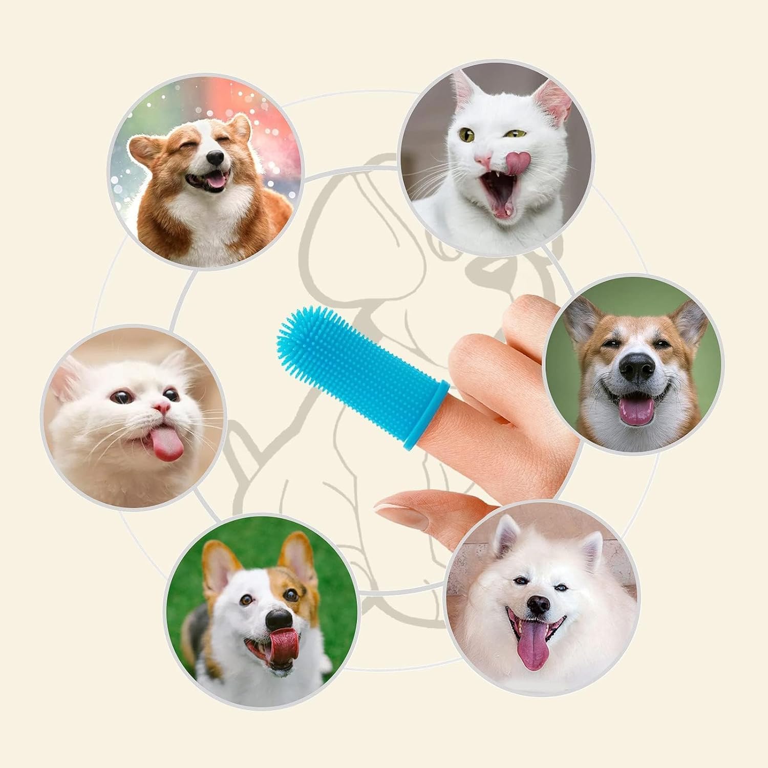 Maparah Dog & Cat Finger Toothbrush Set (6 Pack) – 360° Silicone Puppy Toothbrush for Gentle Pet Dental Care