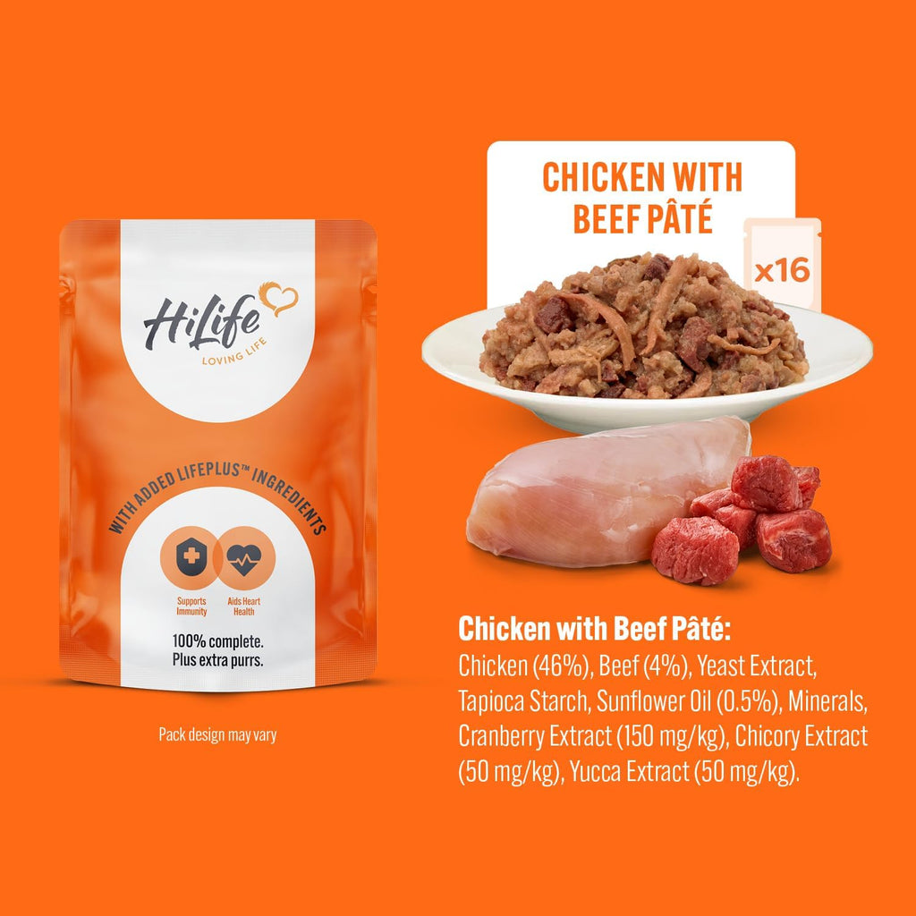 HiLife It’s Only Natural Chicken Cat Food Pouches in Jelly (32 x 70g) – Grain Free Multipack
