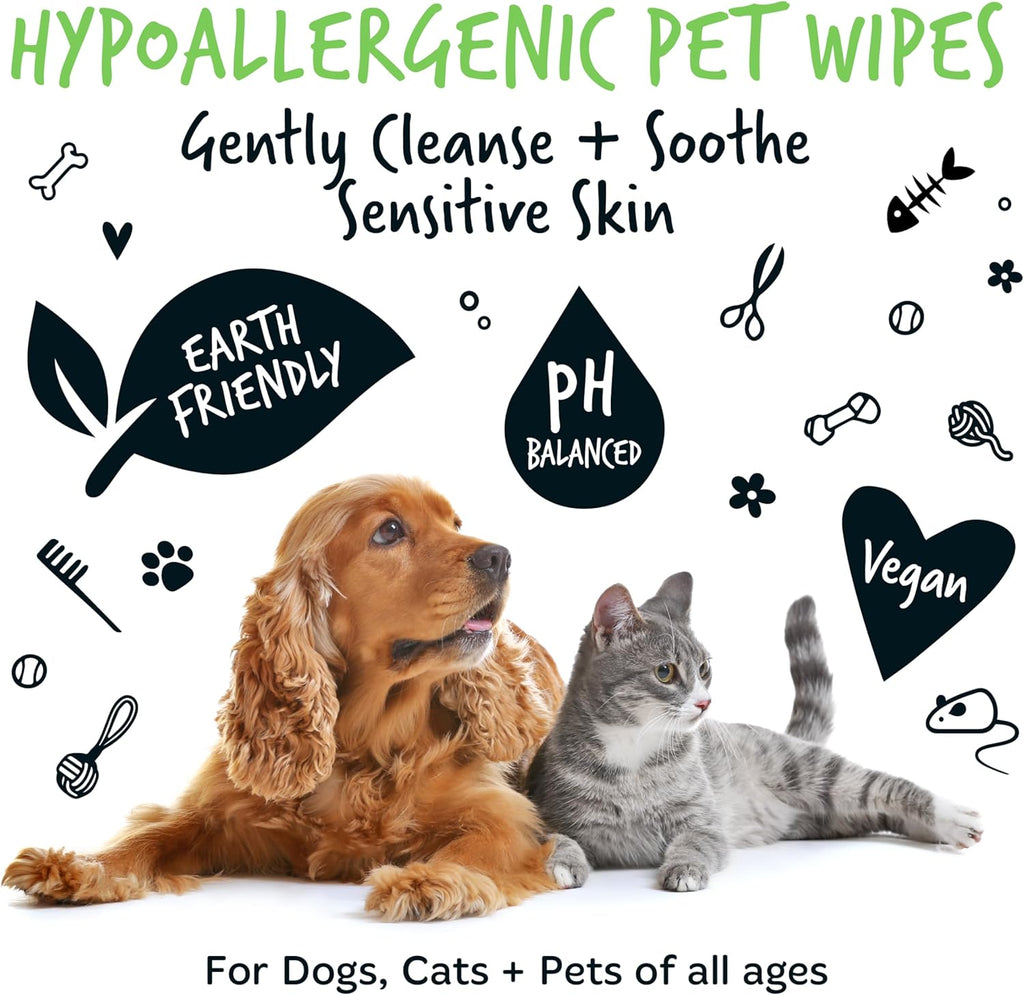 Bugalugs Plastic-Free Wipes – Fragrance-Free Sensitive Wipes for Dogs, Puppies & Cats (110 Wipes)