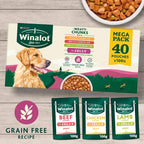 WINALOT Meaty Chunks Mixed in Jelly Wet Dog Food Pouches (40 x 100g) – Mixed Flavours Multipack