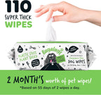 Bugalugs Plastic-Free Wipes – Fragrance-Free Sensitive Wipes for Dogs, Puppies & Cats (110 Wipes)