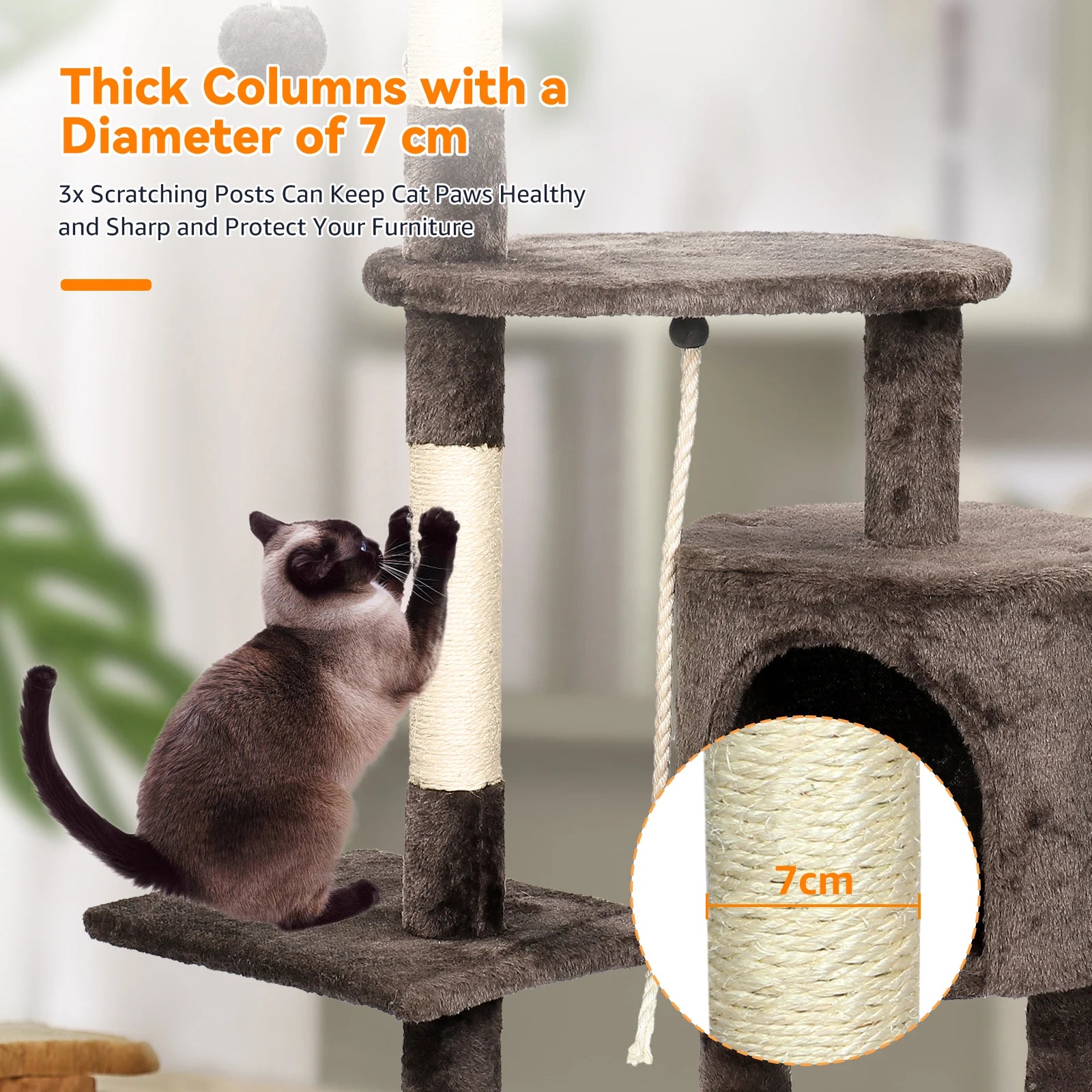 Passerscat Cat Trees Cat Climbing Frame For Indoor Cats Multi-Level With Scratching Posts Cat Tower Padded Top Perches and Condo