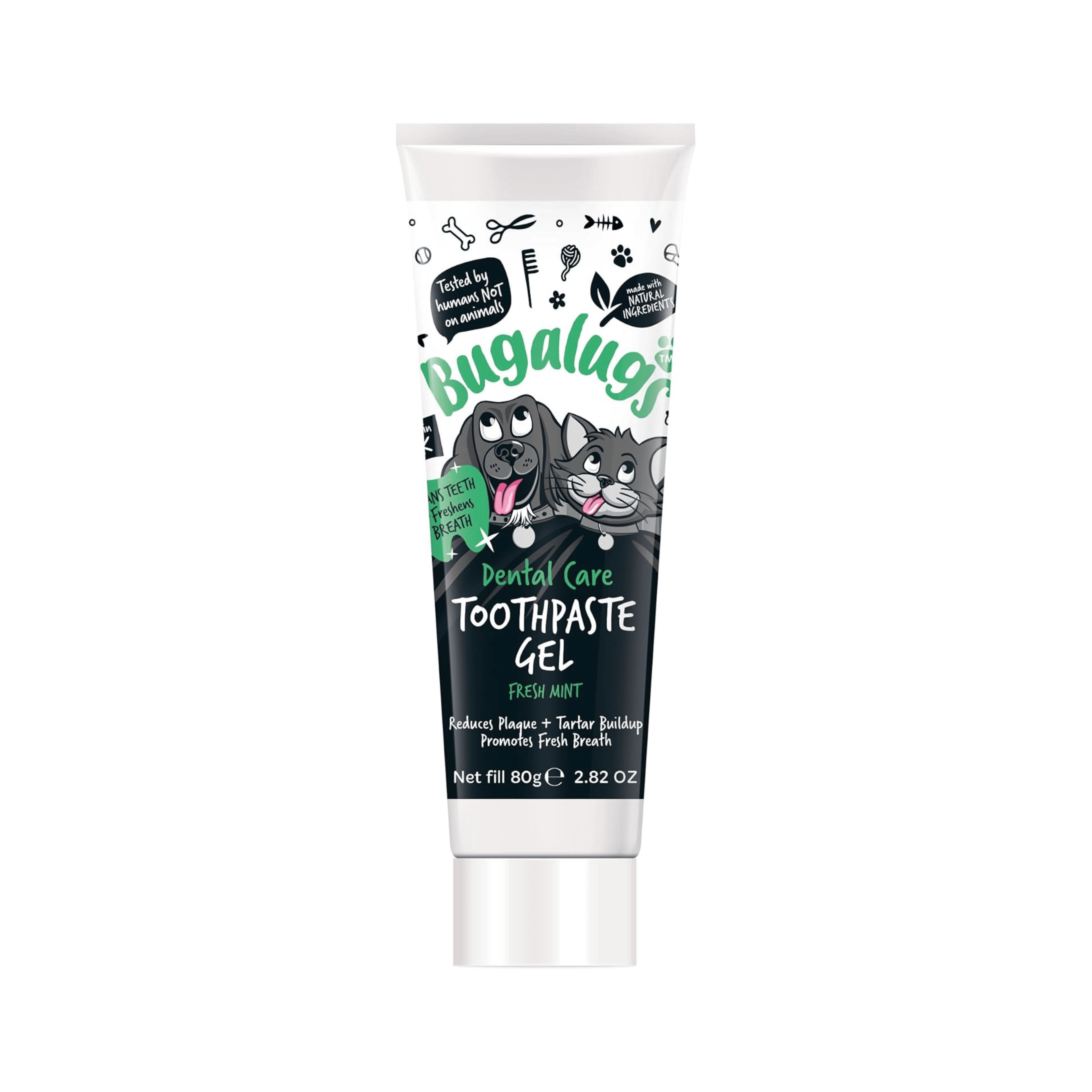 Bugalugs Dog & Cat Toothpaste Gel – Fresh Mint Breath Freshener, Plaque & Tartar Remover for Daily Dental Care