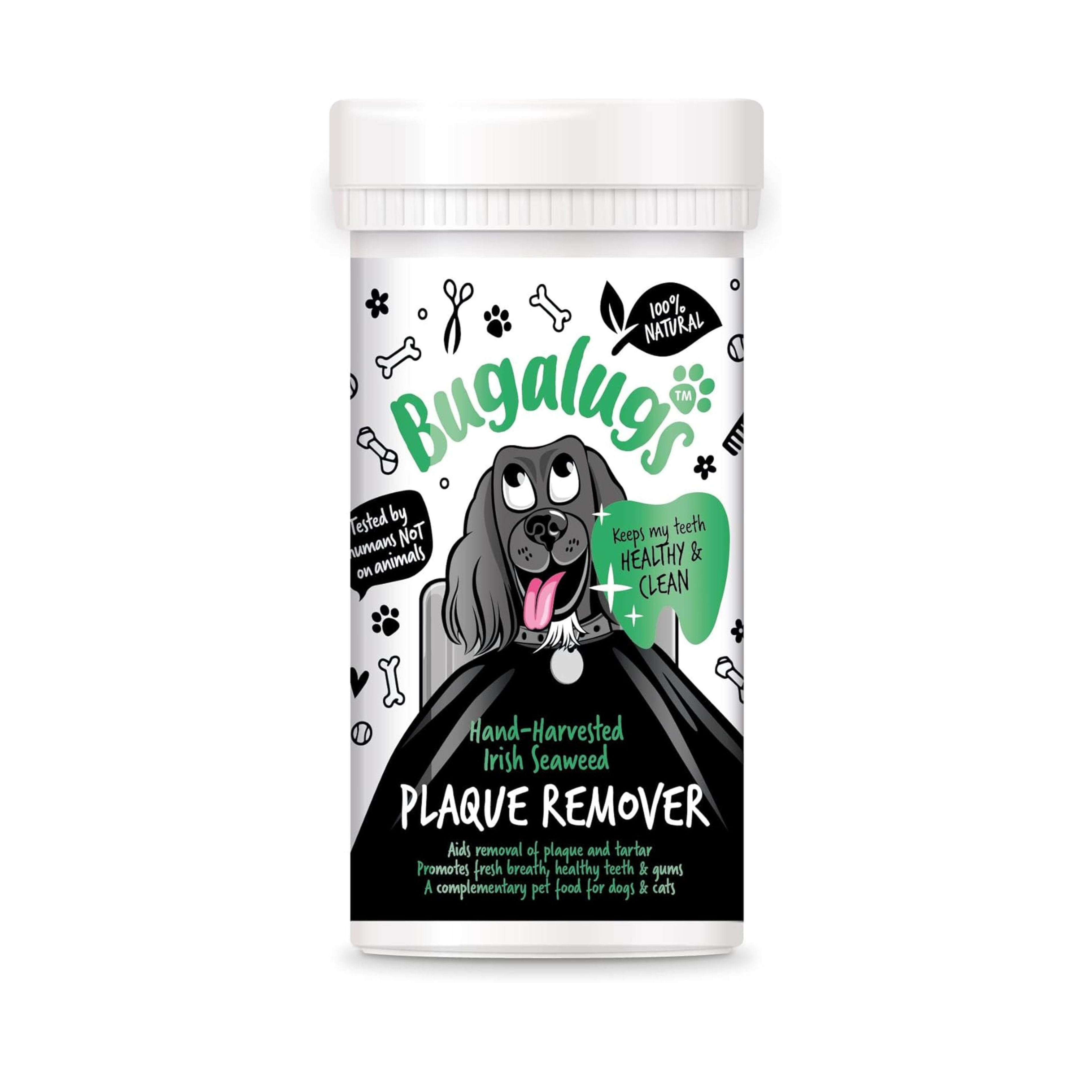 Bugalugs Plaque Off Remover for Dogs & Cats – 100% Natural Seaweed Powder for Teeth, Plaque & Bad Breath (70g)