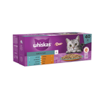 WHISKAS Adult Wet Cat Food Pouches (40 x 85g) – Surf & Turf in Jelly | Mega Value Pack