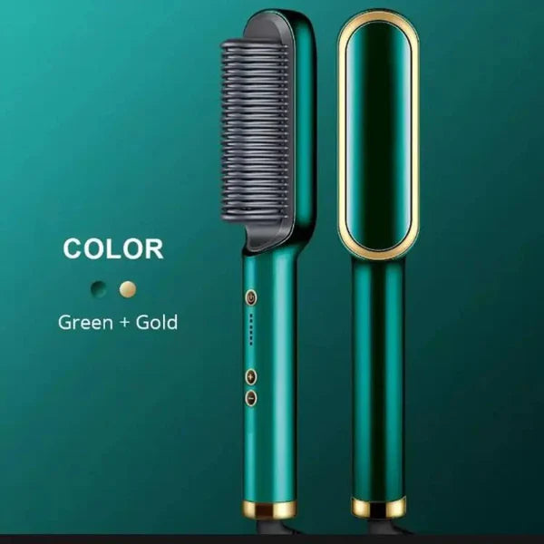 2 in 1 Electric Hair Straightener & Curler - Heating Styling Comb Brush | Multicolor